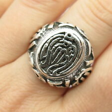 925 Sterling Silver Vintage Muslims "Allah" Religious Ring Size 10