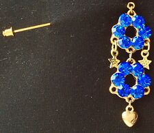 Royal Blue With Drops Brooch On Stick Pin Muslim Head Cover Hijab Scarf Pin