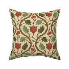 Islamic Floral Vine Rose Red Throw Pillow Cover w Optional Insert by Roostery