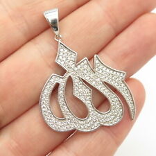 925 Sterling Silver Pave C Z Muslims Allah Religious Pendant