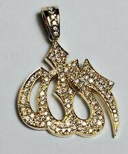 14K Solid Yellow Gold Diamond Allah Islamic Symbol Pendant, 14.1 g
