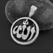 White Gold Over Real Silver Almighty "Allah" Islamic Religious Custom  Pendant