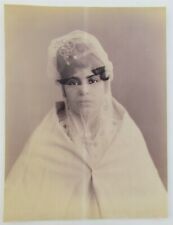 ANTIQUE ALBUMEN PRINT PRETTY MUSLIM WOMAN TRANSPARENT HIJAB Islamic veil PHOTO