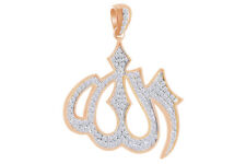 Cubic Zirconia Muslim Allah Pendant 14K Rose Gold Over Sterling Silver