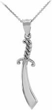 Polished 925 Sterling Silver Islamic Scimitar Sword Pendant Necklace 20 inches