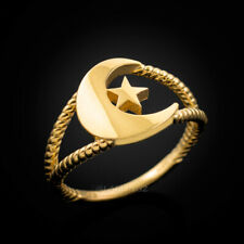 Gold Crescent Moon Dainty Islamic Ring