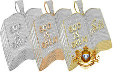 Men's Genuine Diamond Holy Book Allahu Akbar Muslim Islamic Charm Allah Pendent