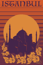 Istanbul Hagia Sophia Orange Retro Travel Poster 12x18 inch