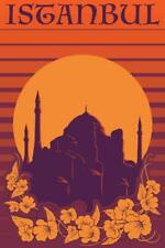 Istanbul Hagia Sophia Orange Retro Travel Cubicle Locker Mini Art Poster 8x12