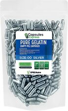 Size 00 Silver Empty Gelatin Pill Capsules Kosher Gelcaps Gel USA Halal USA Made