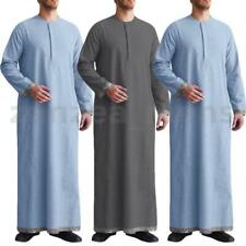 Men's Muslim Clothing Long Sleeve Saudi Islamic Jubba Kaftan Tunic Tops Thobe 