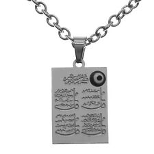 Silver Pt Stainless Steel 4 Quls 4quls Quran Muslim Necklace Pendant Chain Gift 