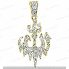 14K Yellow Gold Finish 2Ct Round Diamond Drip Islamic Allah Arabic Pendant Charm