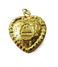 21K Yellow Gold Arabic Muslim Islamic Heart Charm Necklace Pendant ~ 1.6g