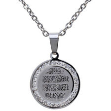 Round Silver Pt Crystal Al-Qalam Quran Surah Necklace Vanyak Islamic Muslim Art