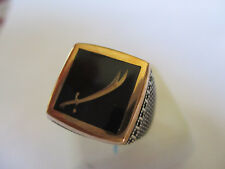 Gorgeous Style Islamic ring for men Silver & Bronze Black square shape size 10.5
