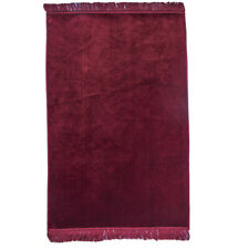 Modefa Turkish Islamic Plush Velvet Prayer Rug | Solid Simple Janamaz - Red