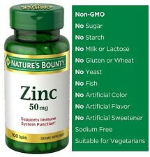  Zinc 50 mg 100 Caplets, Non-GMO, Supports Immune System Function 1-12 Pack 8/24