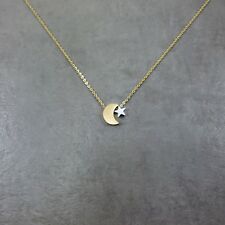 Crescent Moon GOLD Plated Necklace Star Islam Muslim Ottoman Arab Waxing Turkey