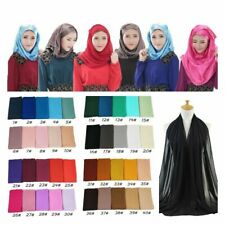 Women Soft Chiffon Scarf Muslim Hijab Scarves Long Head Wraps Plain Headscarf