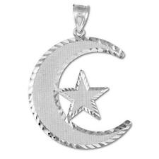 Middle Eastern Jewelry Sterling Silver Islamic Charm Crescent Moon and Star