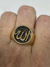 Vintage Muslim Prayer Ring Golden Stainless Steel Mens Size 11