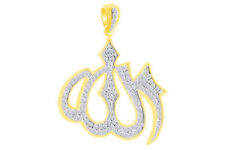 Cubic Zirconia Muslim Allah Pendant 14K Yellow Gold Over Sterling Silver