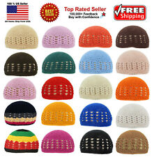 KUFI Crochet Beanie Skull Cap Knit Hat Muslim Islamic Prayer New 100% Cotton