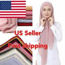 US Seller Women Chiffon Scarf Muffler Solid Color Muslim Hijab Head Scarves