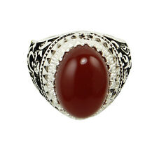 Islamic Shia China Red Agate Men Handmade Ring silver plated - FREE Shipping