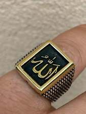Men’s Custom Two Tone Gold & Oxidized Arabic Islam Allah Pinky Ring size 7-13