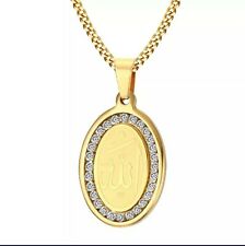 MUSLIM JEWELRY STAINLESS STEEL RHINESTONE ALLAH PANDANT NECKLACE FOR WOMEN