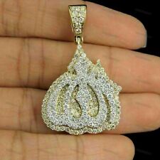 3.00 Ct Diamond Islamic Prophet Allah Pendant Charm 10k Yellow Gold Finish