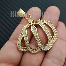 HIP HOP RAPPER STAINLESS STEEL GOLD PT MUSLIM ALLAH CHARM PENDANT S-03 