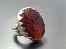 يا فاطمة الزهراء ع Engraved Yemeni Aqeeq Agate 925 Sterling Silver Islamic Ring