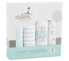 NWT ADEN + ANAIS PACK/4 COTTON MUSLIM CLASSIC SWADDLE TEDDIES