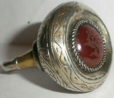 Rare antique 18/19th Islamic Ottoman silver engraved carnelian wax seal ring 8.5
