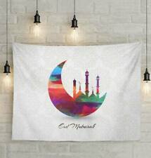 Islamic Holiday Wall Decor | Eid Mubarak Crescent Moon Tapestry 51x59in