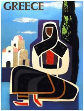 9946.Greece.Muslim woman sits at mosque.POSTER.home decor graphic art