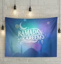 Islamic Holiday Wall Decor | Ramadan Kareem Tapestry 51x59in | Blue & Purple