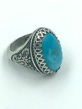   MEN'S SILVER RING WITH LARGE PERSIAN TURQUOISE(FIROOZEH) STONE