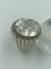 CUSTOM HAND ENGRAVED MEN'S SILVER RING WITH GENUINE ENGRAVED SALAVAT ON DOUR