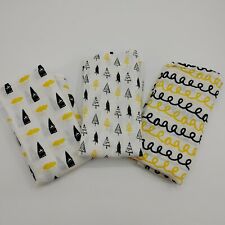 Ziggy Baby Muslim Swaddle Blankets 3 Large 48'' x 44” Yellow Brown 100% Cotton 