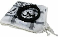 Black/White w/Agal Palestinian Arab Muslim Islam Prayer Shawl Arafat Head Scarf 