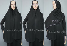 Buttons Chiffon Hijab Scarf Shayla Muslim Islam Headcover W/ Rhinestone180x65cm