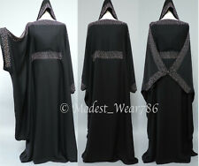 Dubai Abaya Bisht Butterfly Kaftan Jilabiya Jilbab Muslim Dress Black