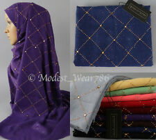 Cotton Viscose Gold Glitter Rhinestones Maxi Hijab Scarf Muslim Headcover 180x80