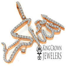 10K Rose Gold On Sterling Silver Allahu Akbar Muslim Pendant Lab Diamonds Charm
