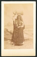 c. 1870's MUSLIM WOMAN W/ BERKA Vintage Cabinet Photo