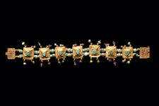 Islamic Gold Link Bracelet with Turquoise, Pearls & Garnets Ca.15th-17th century